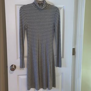 Long sleeve turtle neck striped dress